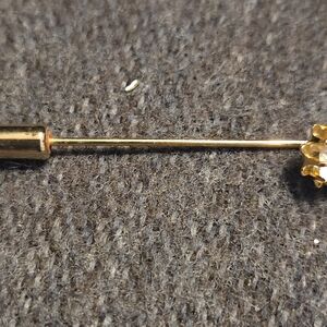 Vintage Gold Tone Crystal Stick Pin Lapel Tie Hat Scarf Mid Century